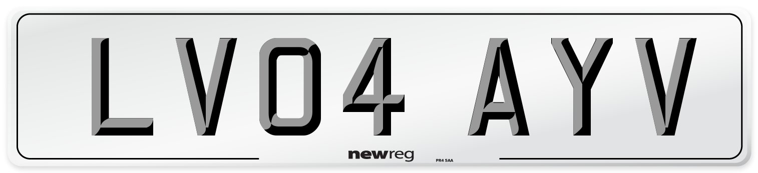 LV04 AYV Number Plate from New Reg